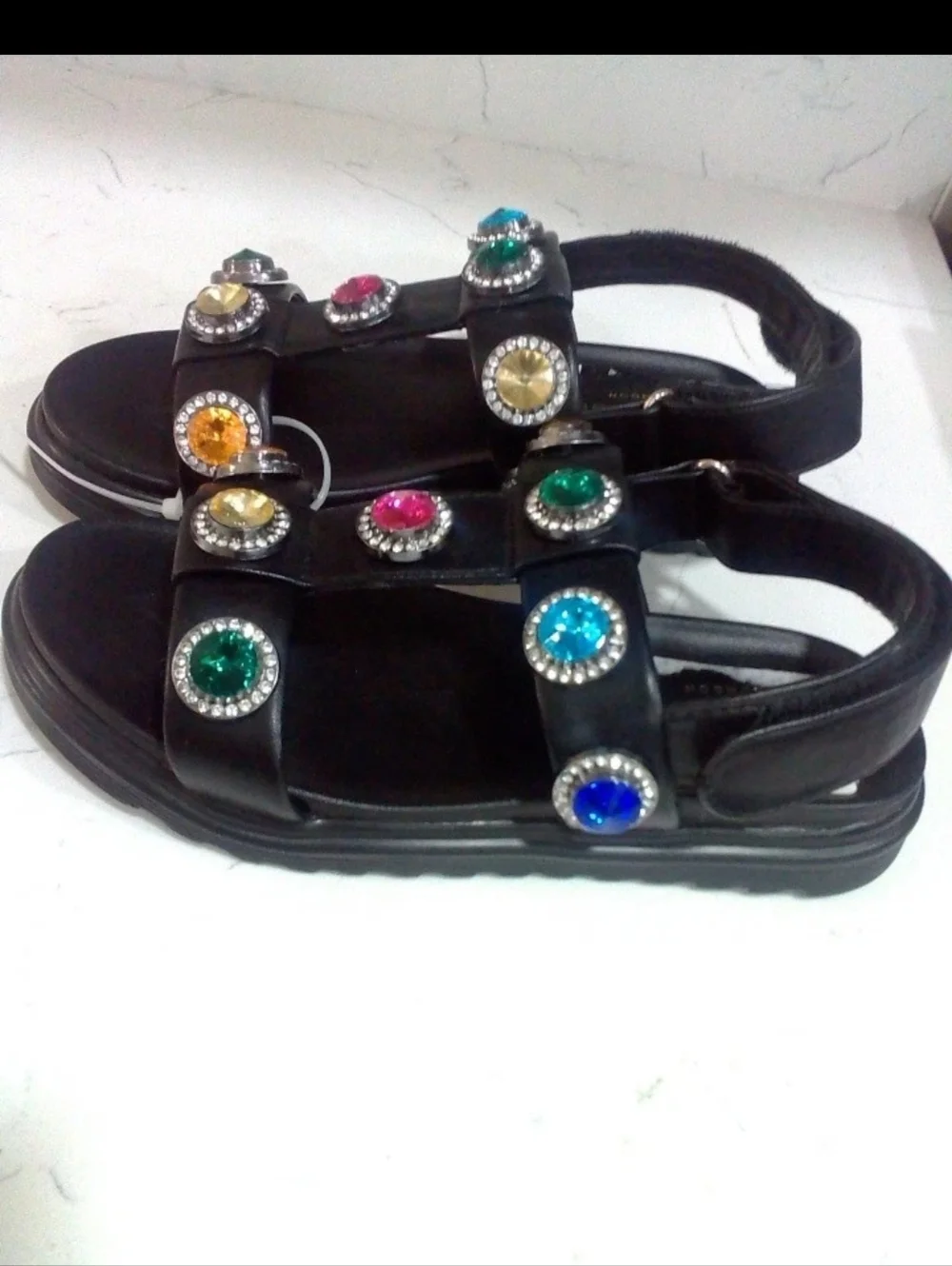 Kurt Geiger Orson Crystal Sandals Rainbow Metallic Big Kids Size 3